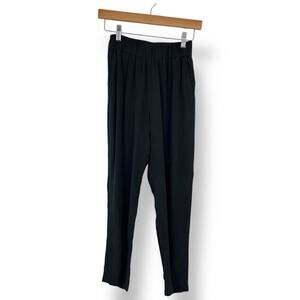 Grana Silk Pants Black Pull On Ankle Pants Women's XS Casual Minimalist Capsule